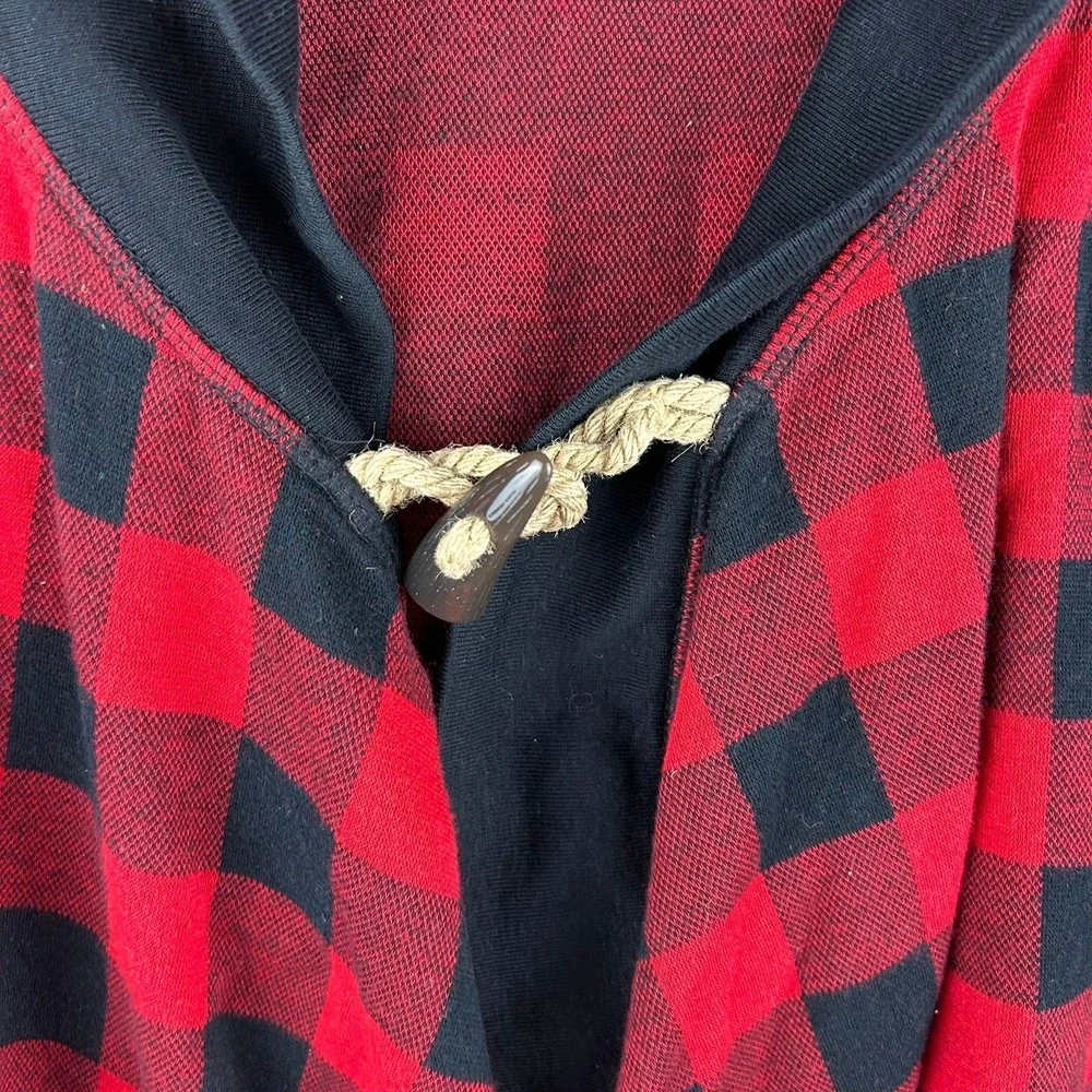 Ralph Lauren Girls L 12/14 Red Black Buffalo Plaid‎ Shawl Collar Cardigan
